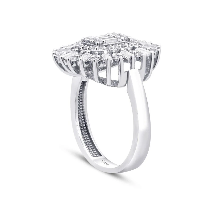 Gold Baguette Stone Halo Ring