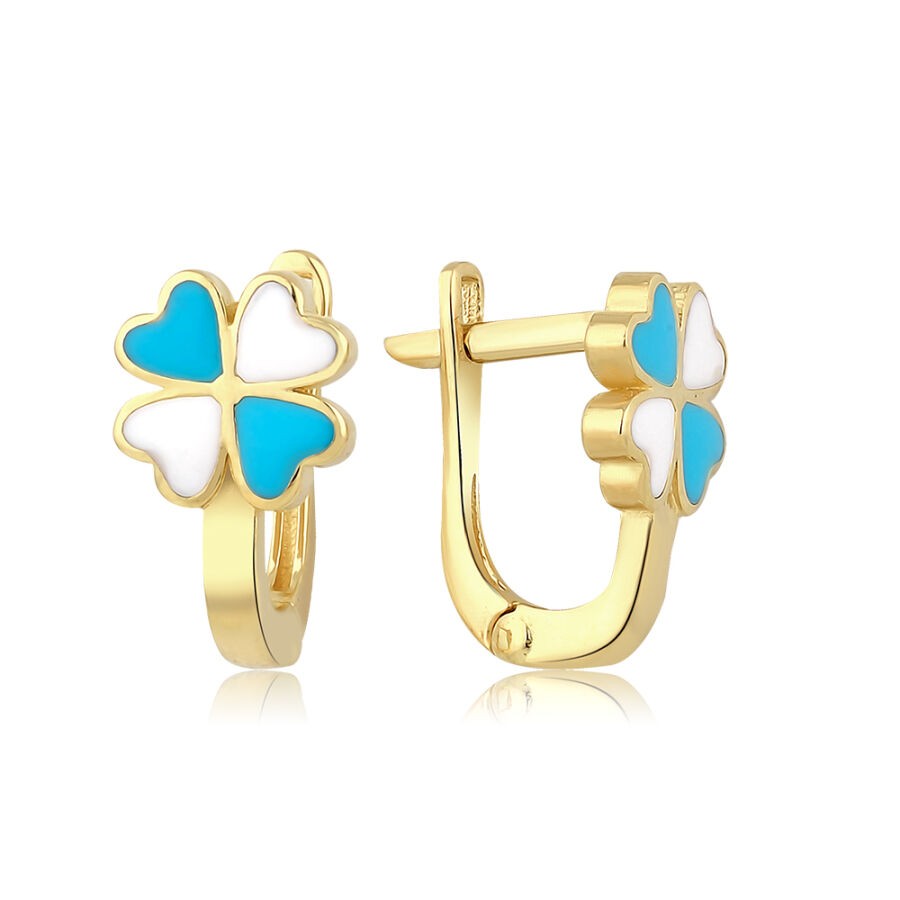 Gold Colored Clover Children's Earrings