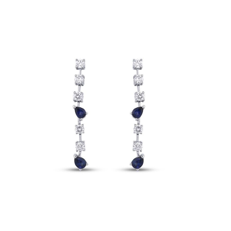 1.14 Carat Diamond Sapphire Earrings