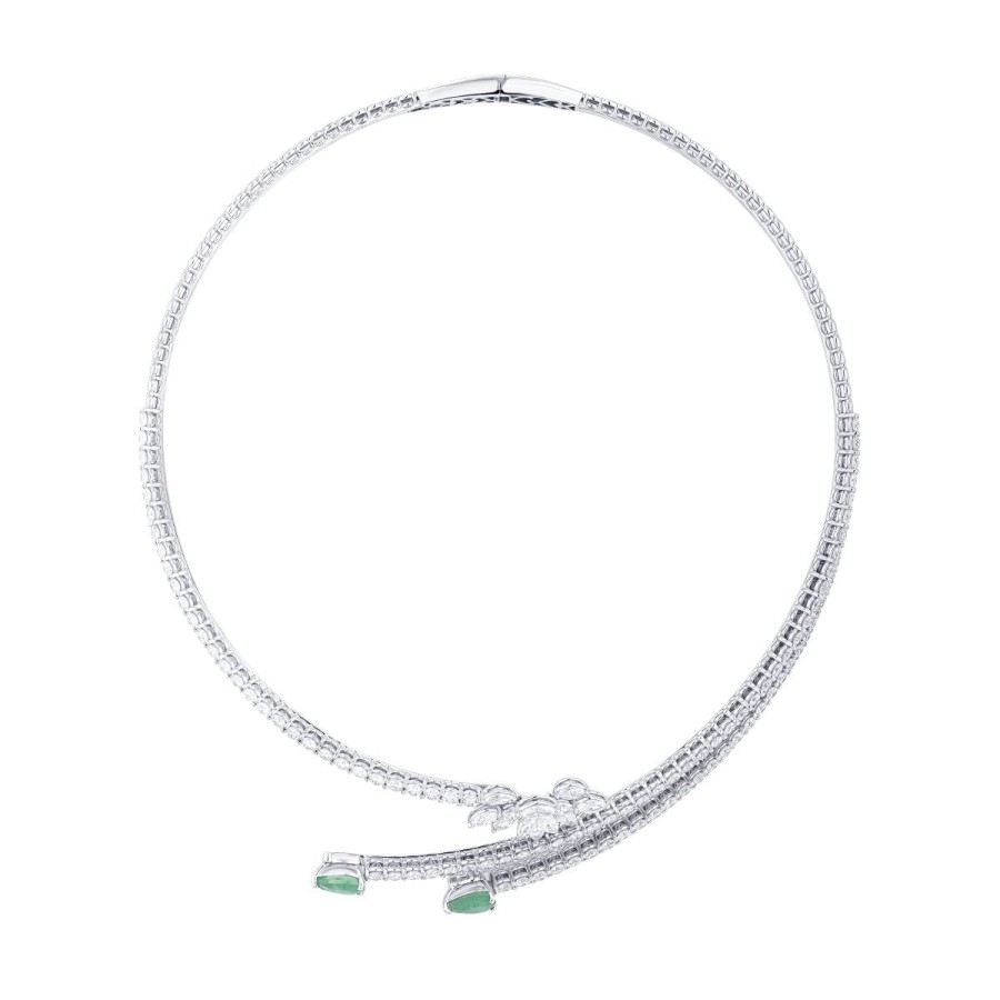 11,65 Karat Diamant Smaragd Halskette
