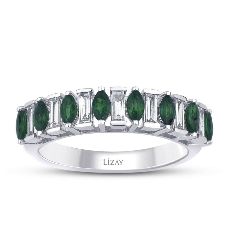 0.86 Carat Diamond Emerald Ring