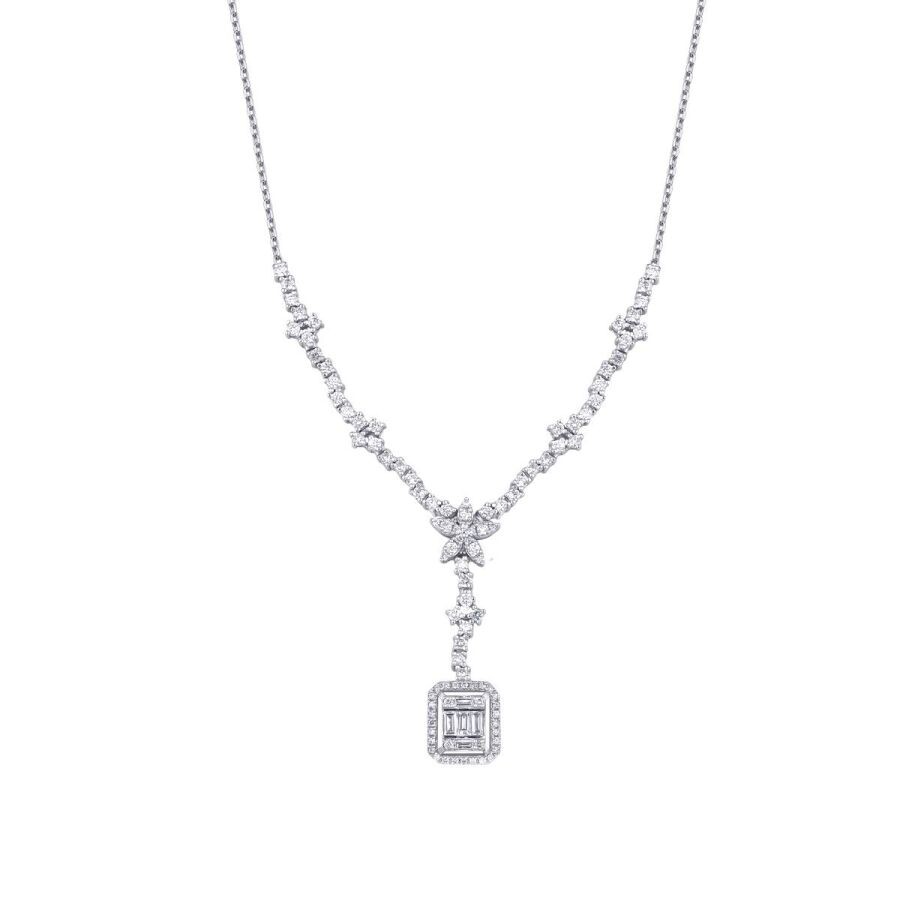 1.20 Carat Diamond Baguette Necklace