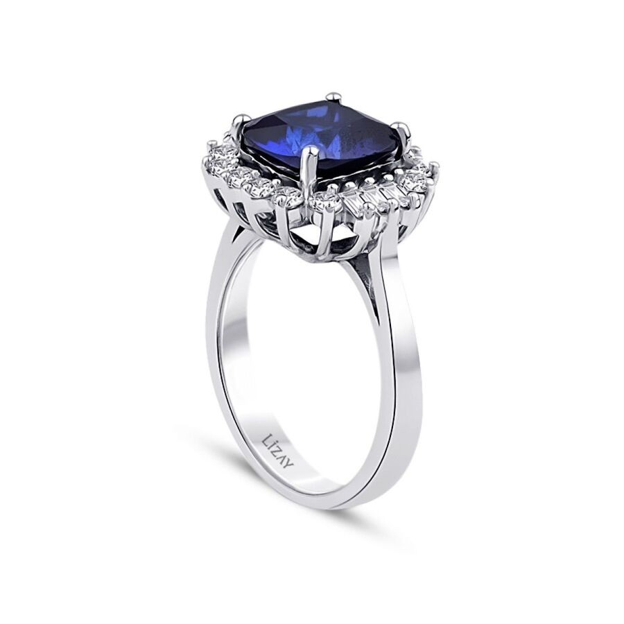 4.16 Carat Diamond Sapphire Ring