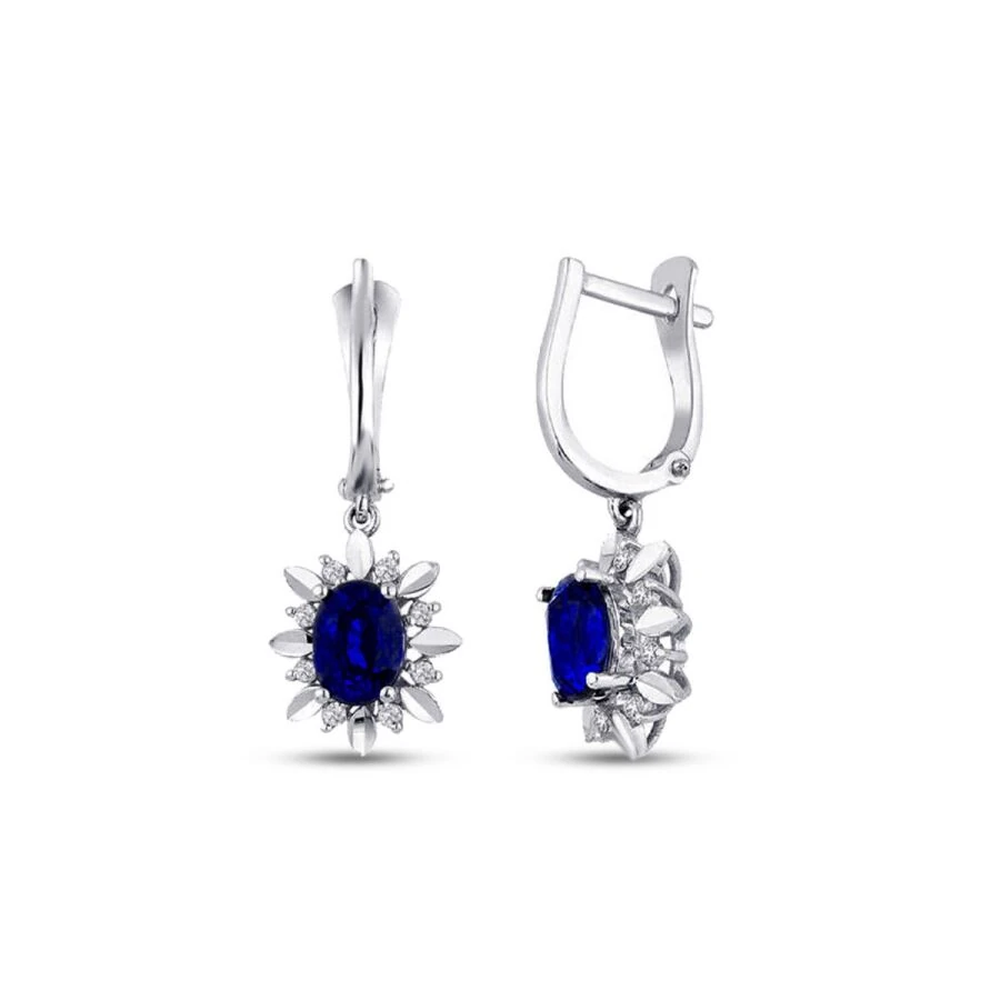 2.20 Carat Diamond Sapphire Earrings