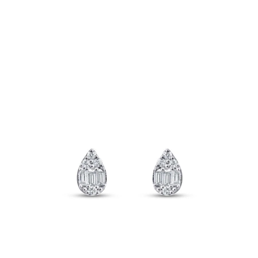 0.14 Carat Diamond Baguette Pear Earrings