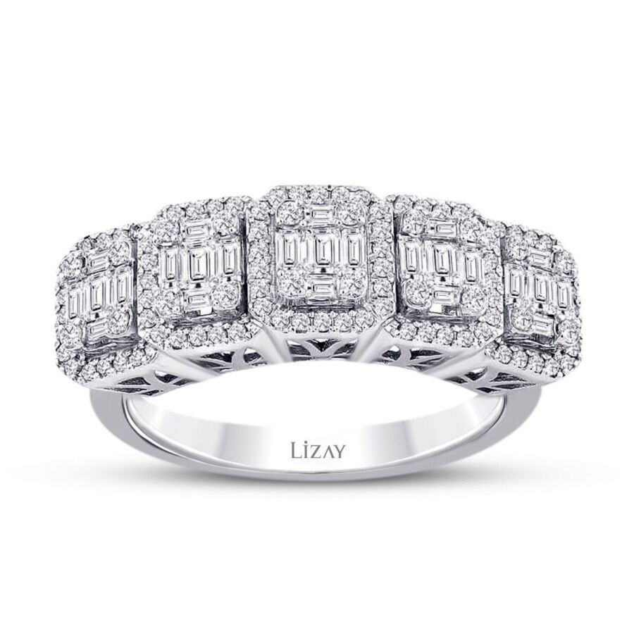0,79 Karat Diamant Baguette Fünf-Stein Ring