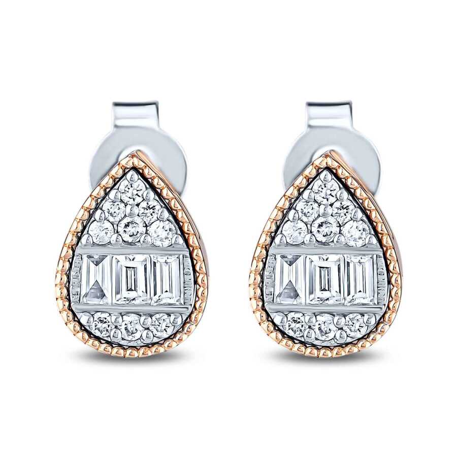 0.23 Carat Diamond Baguette Pear Earrings