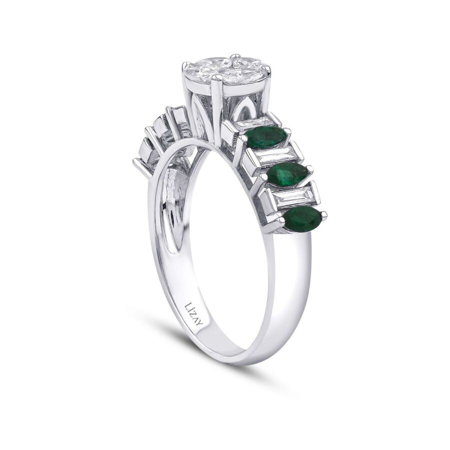 1.12 Carat Diamond Emerald Ring