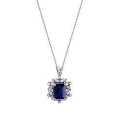 3.29 Carat Diamond Sapphire Necklace
