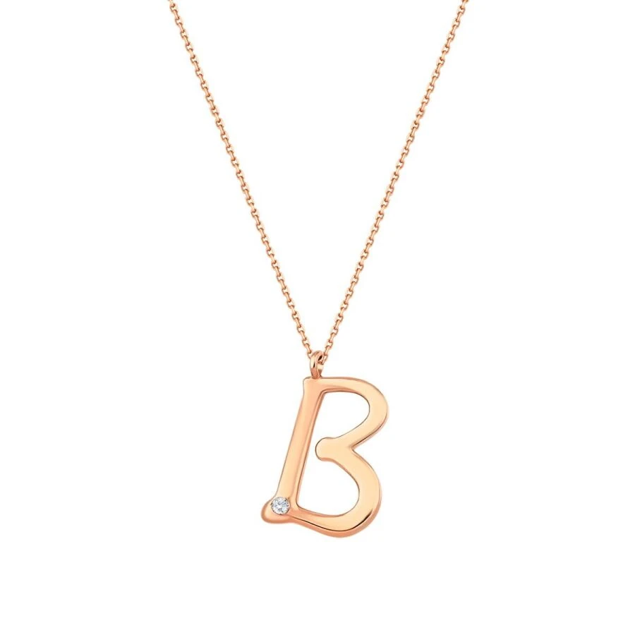 0.02 Carat Diamond Letter B  Necklace