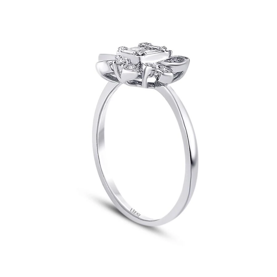 0.22 Carat Diamond Baguette Flower Ring