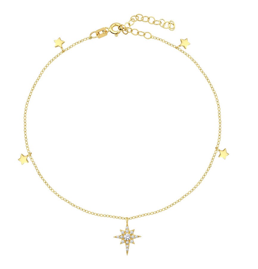 Gold North Star Anklet