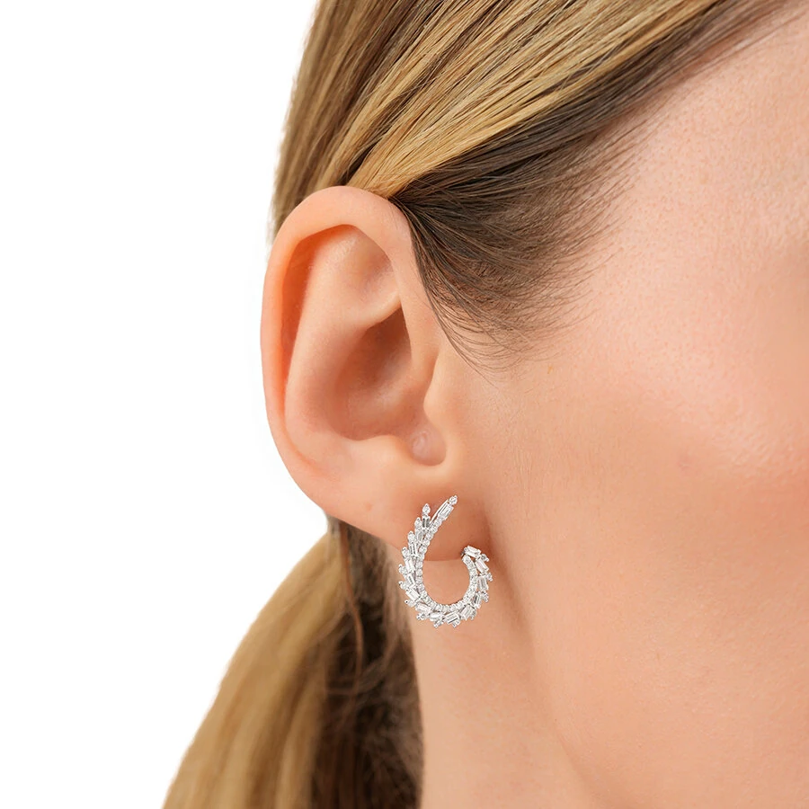 1.12 Carat Diamond Baguette Earrings