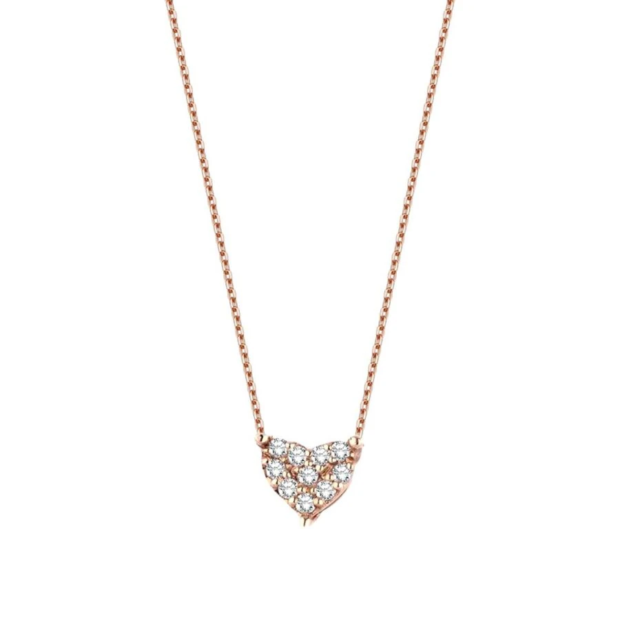 0.10 Carat Diamond Rose Gold Heart Necklace