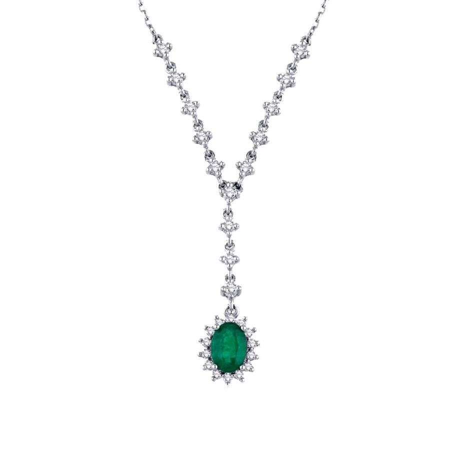 1.19 Carat Diamond Emerald Necklace