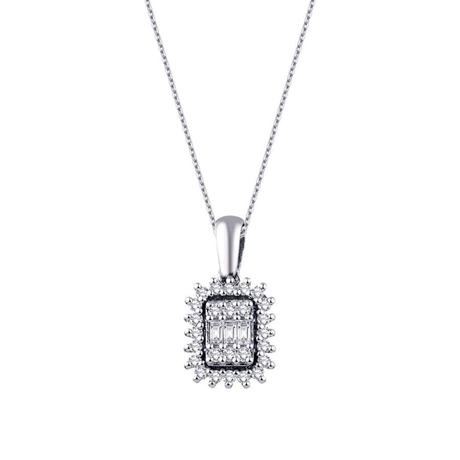 0.21 Carat Diamond Baguette Necklace