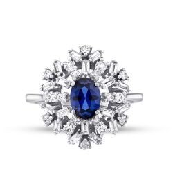 1.80 Carat Diamond Sapphire Ring