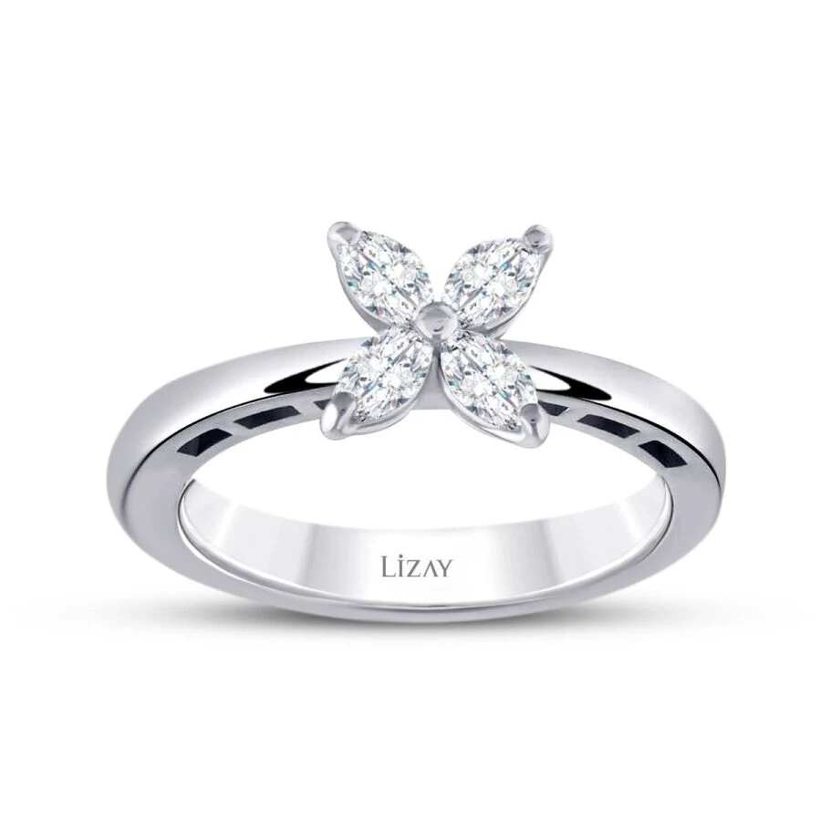 0.39 Carat Diamond Flower Marquise Ring