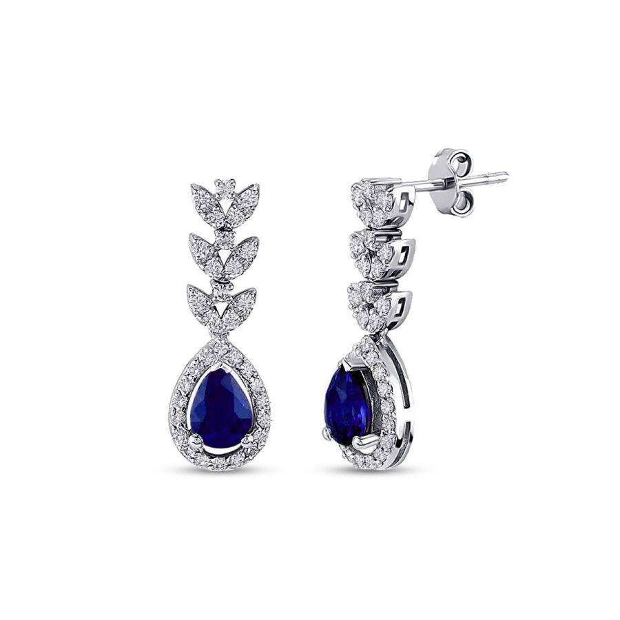 1.59 Carat Diamond Sapphire Earrings
