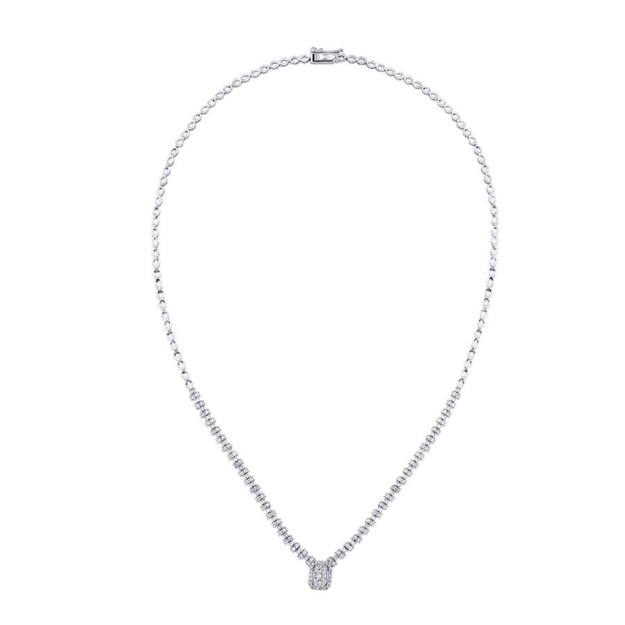 1.56 Carat Diamond Baguette Necklace