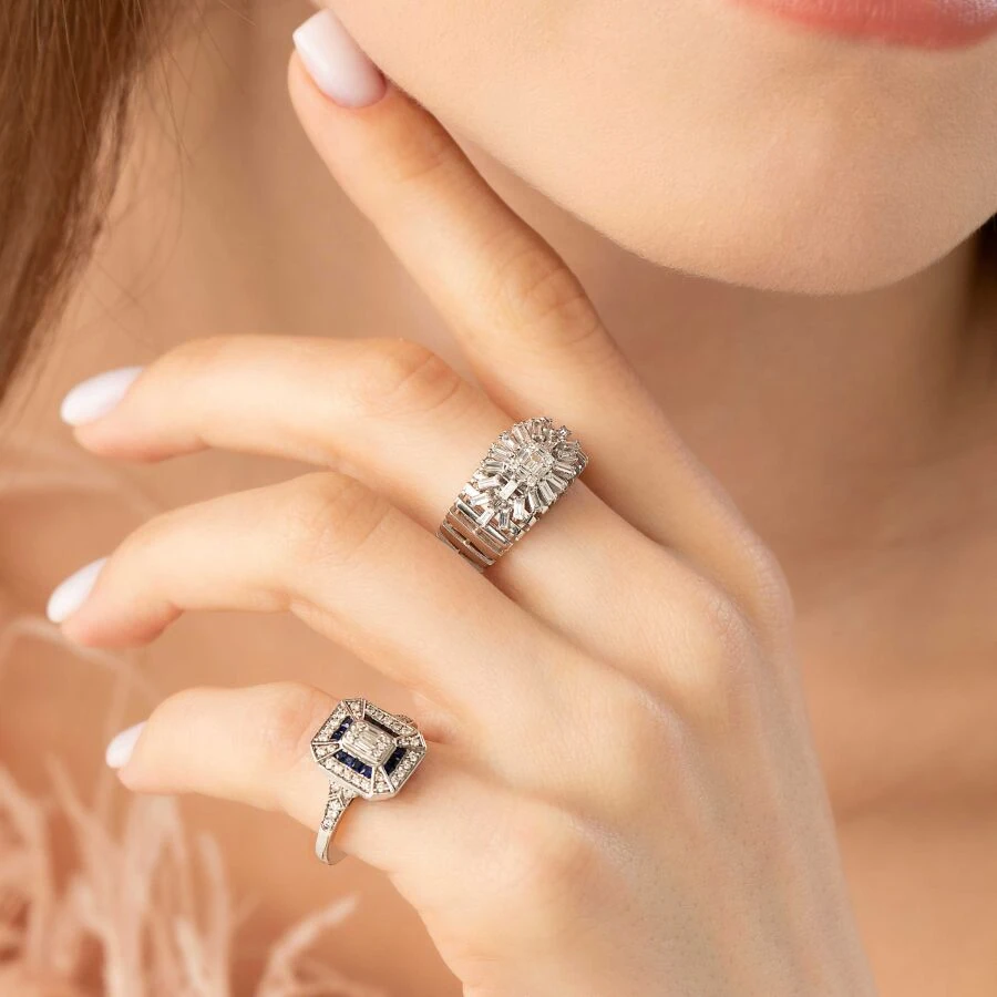 0.71 ct. Diamant Trend Baguette Saphir Ring