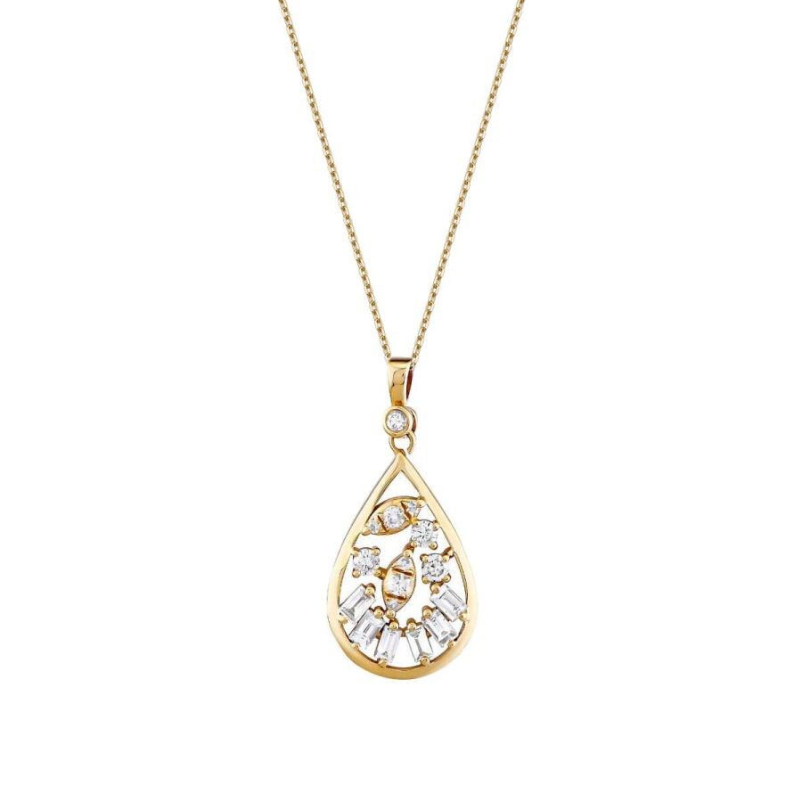 0.37 Carat Diamond Pear Baguette Necklace