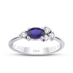 0.73 Carat Diamond Sapphire Ring
