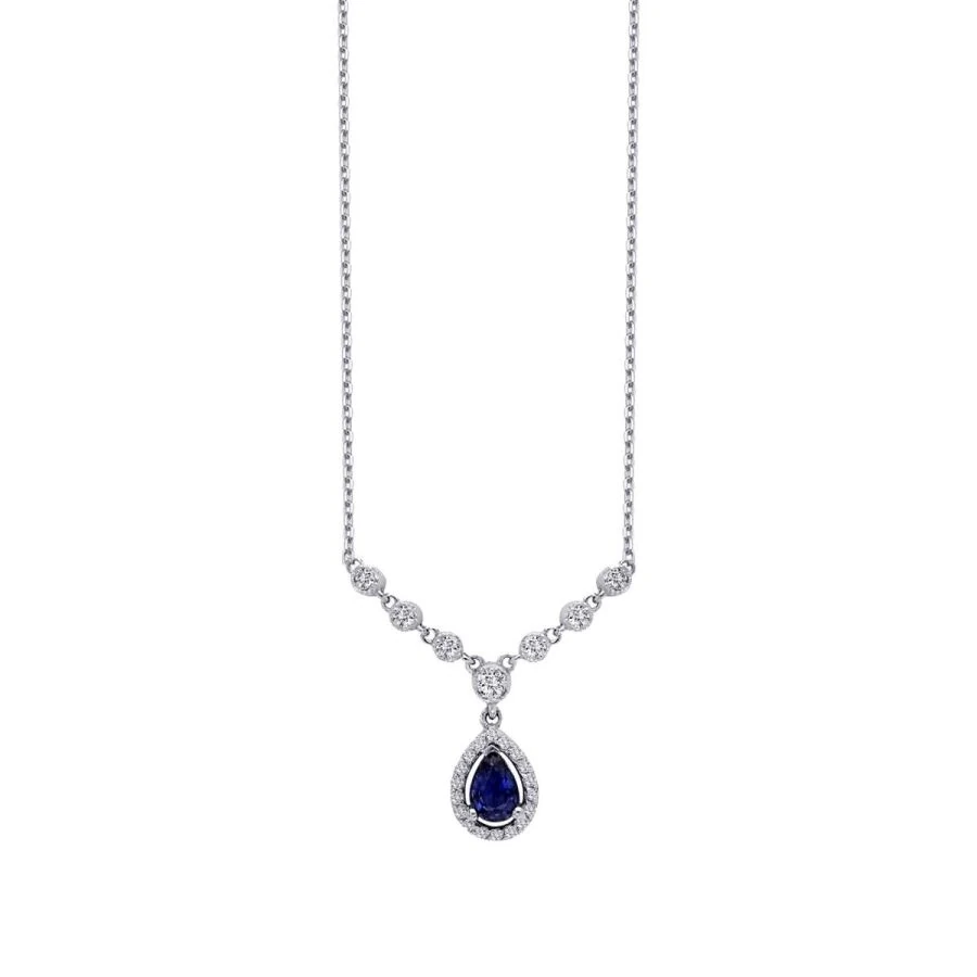 0.67 Carat Diamond Pear Sapphire Necklace