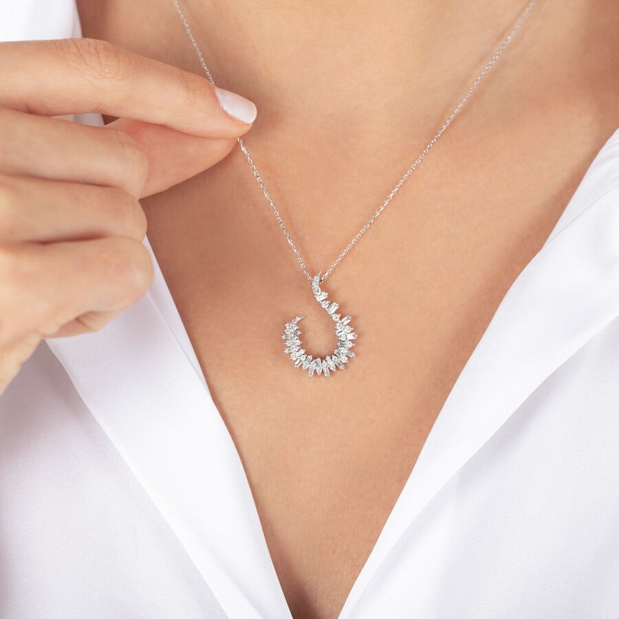 0.82 Carat Diamond Baguette Necklace