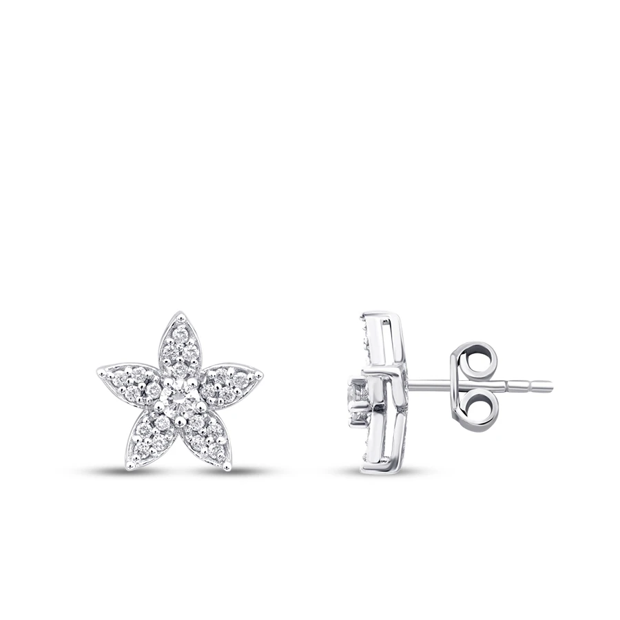 0.34 Carat Diamond Flower Earrings