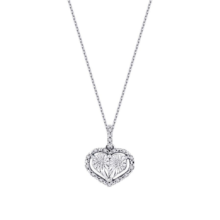 0.09 Carat Diamond-Effect Heart Necklace