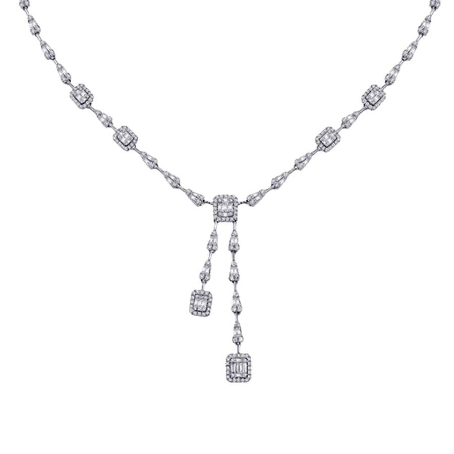 3.00 Carat Diamond Baguette Necklace