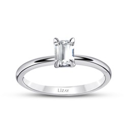 0.50 Carat Diamond Emerald Cut Solitaire Engagement Ring