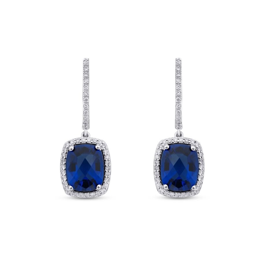 4.33 Carat Diamond Sapphire Earrings