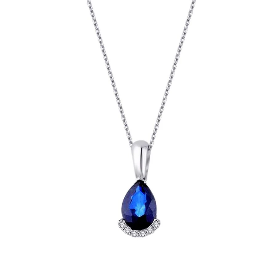 0.91 Carat Diamond Pear Sapphire Necklace