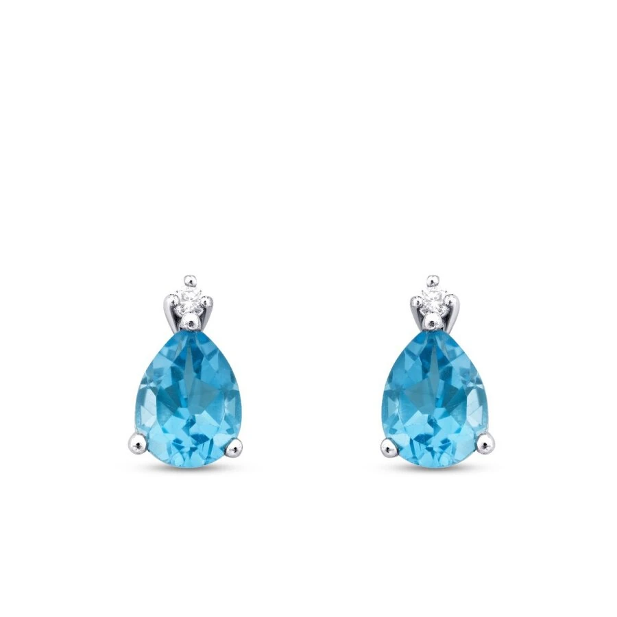 2.88 ct. Diamant Blauer Topas Ohrringe