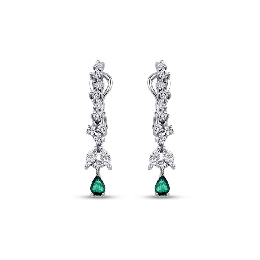 0.91 Carat Diamond Emerald Earrings