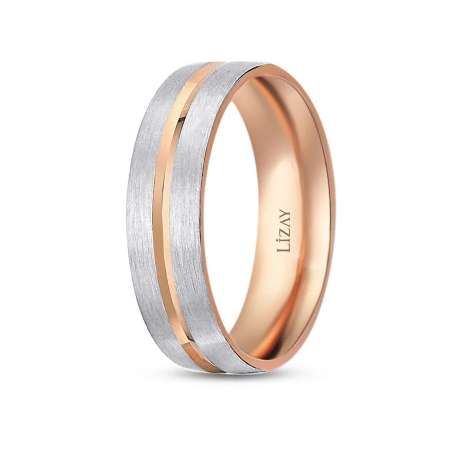 Gold Two-Tone Modern Wedding Band