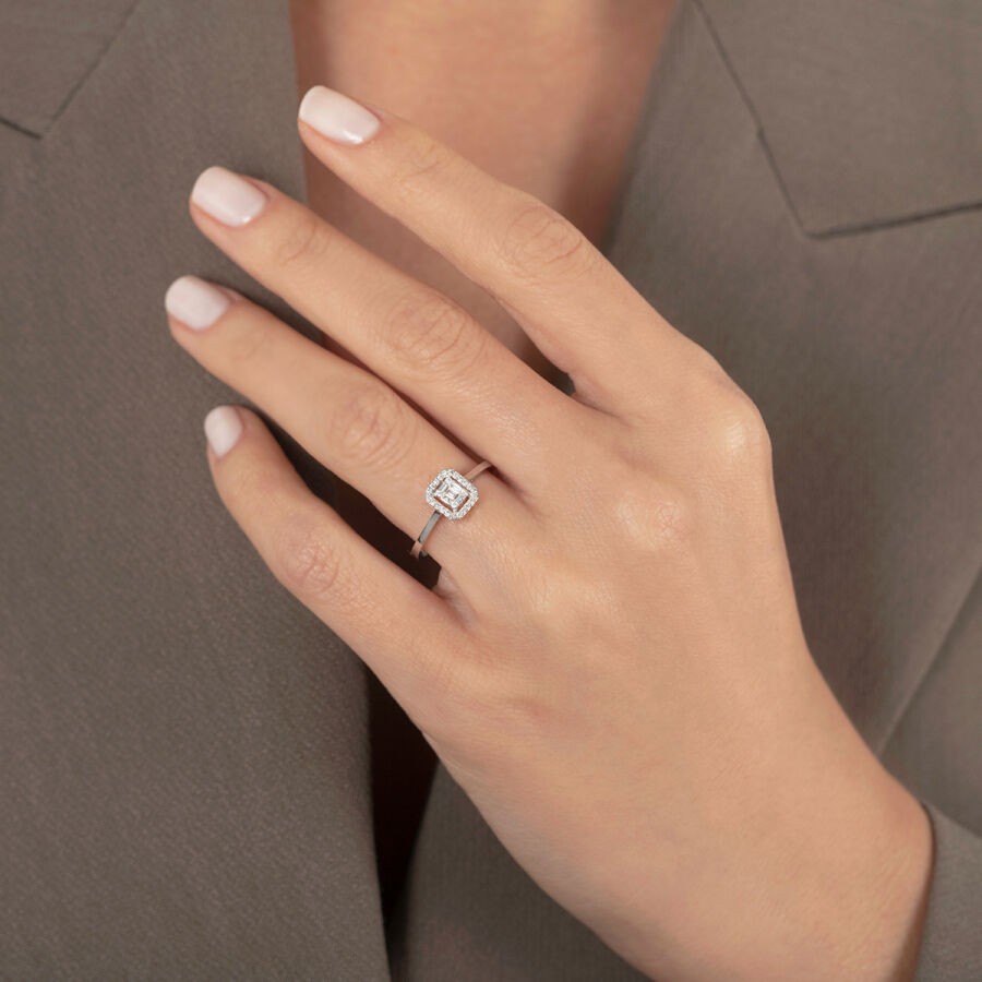 0.14 Carat Diamond Baguette Ring