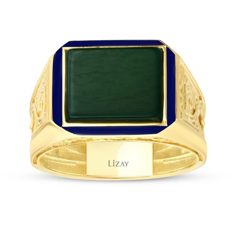 Gold Colored Enamel Men’s Ring