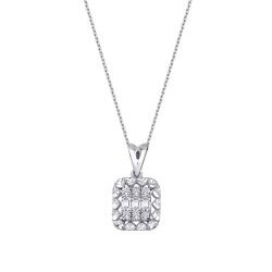 0,19 Karat Diamant Baguette Halskette