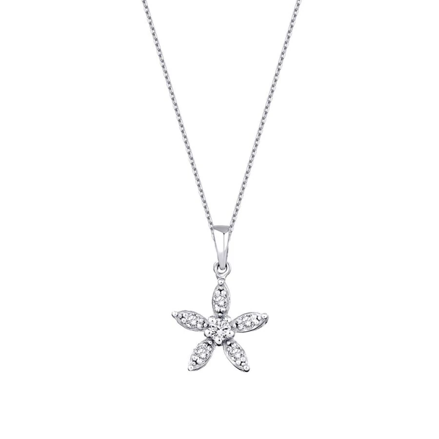 0.13 Carat Diamond Flower Necklace