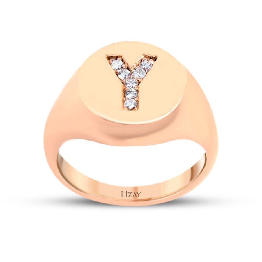0.06 Carat Diamond Pinky Letter Ring