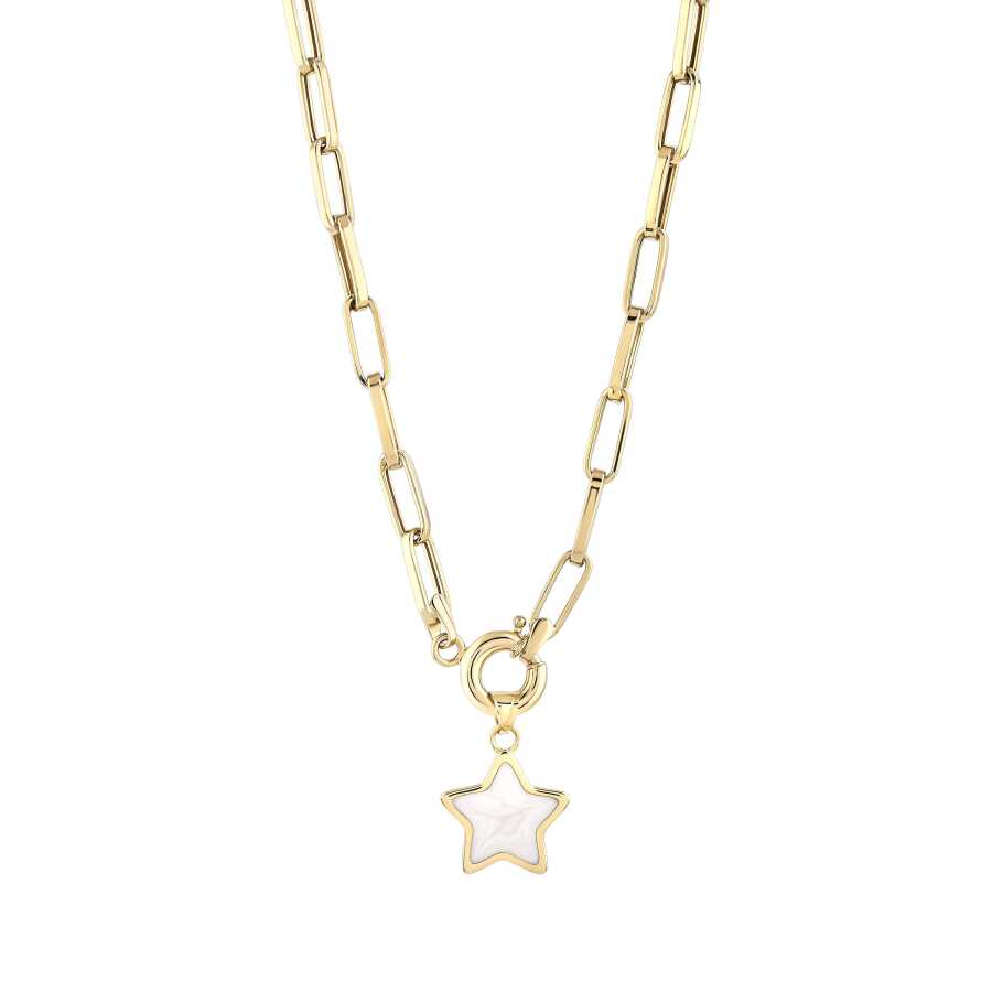 Gold Paperclip Star Necklace