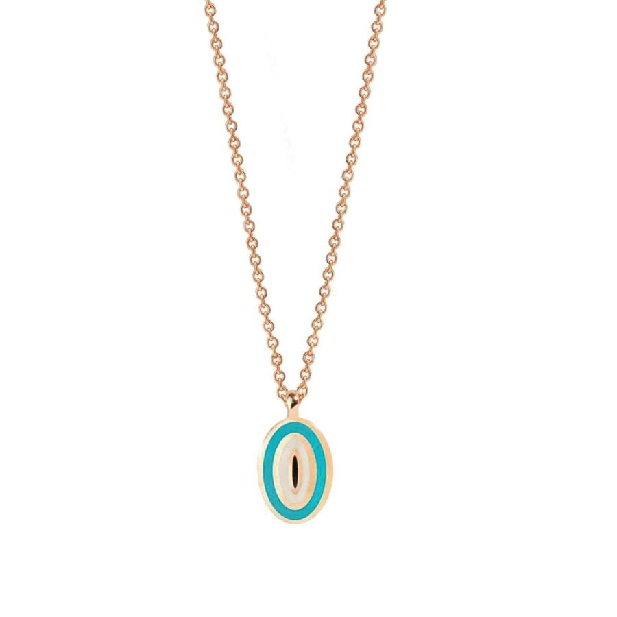 Gold Enamel Evil Eye Necklace