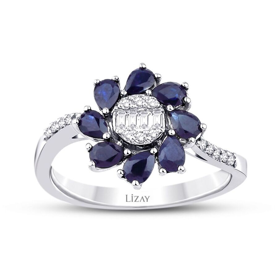 1.26 Carat Diamond Sapphire Ring