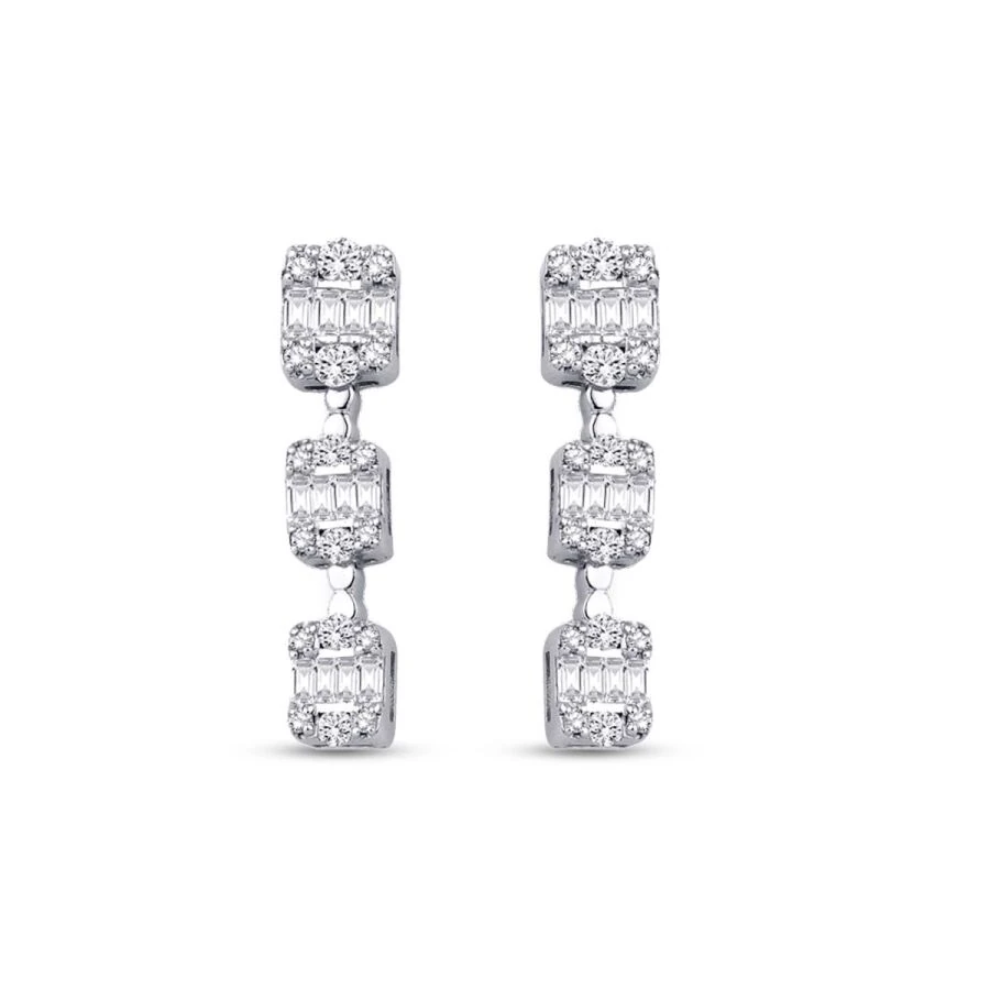 0.79 Carat Diamond Baguette Earrings