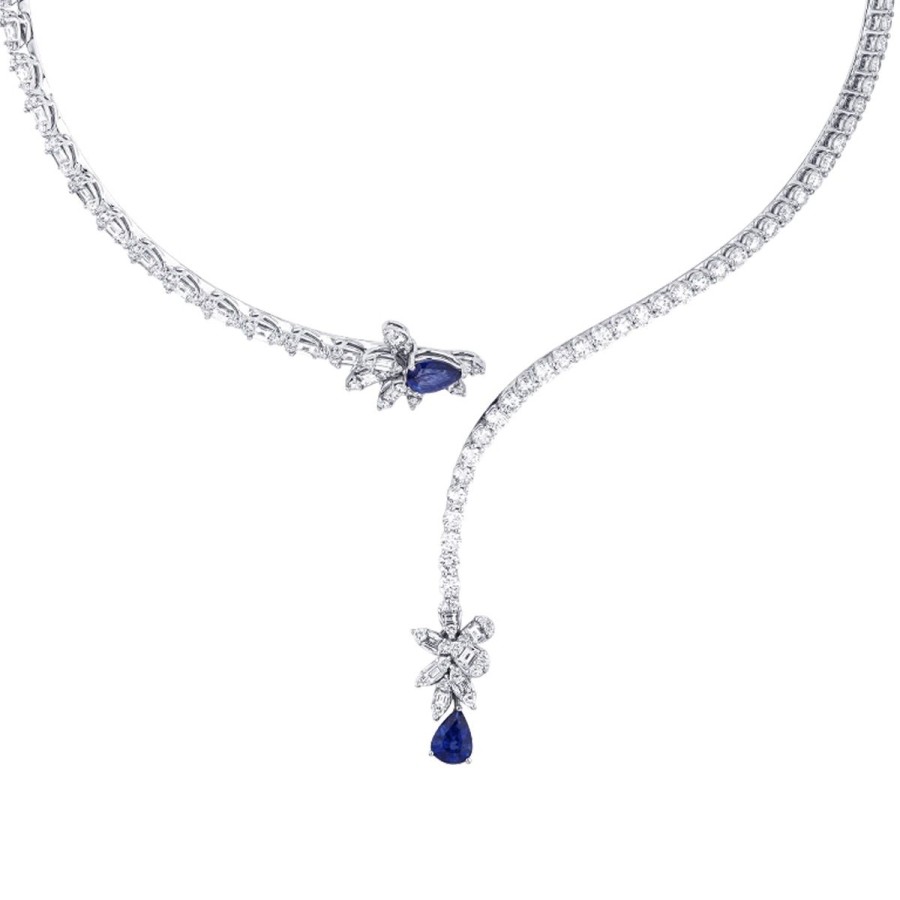 9.71 Carat Diamond Sapphire Necklace
