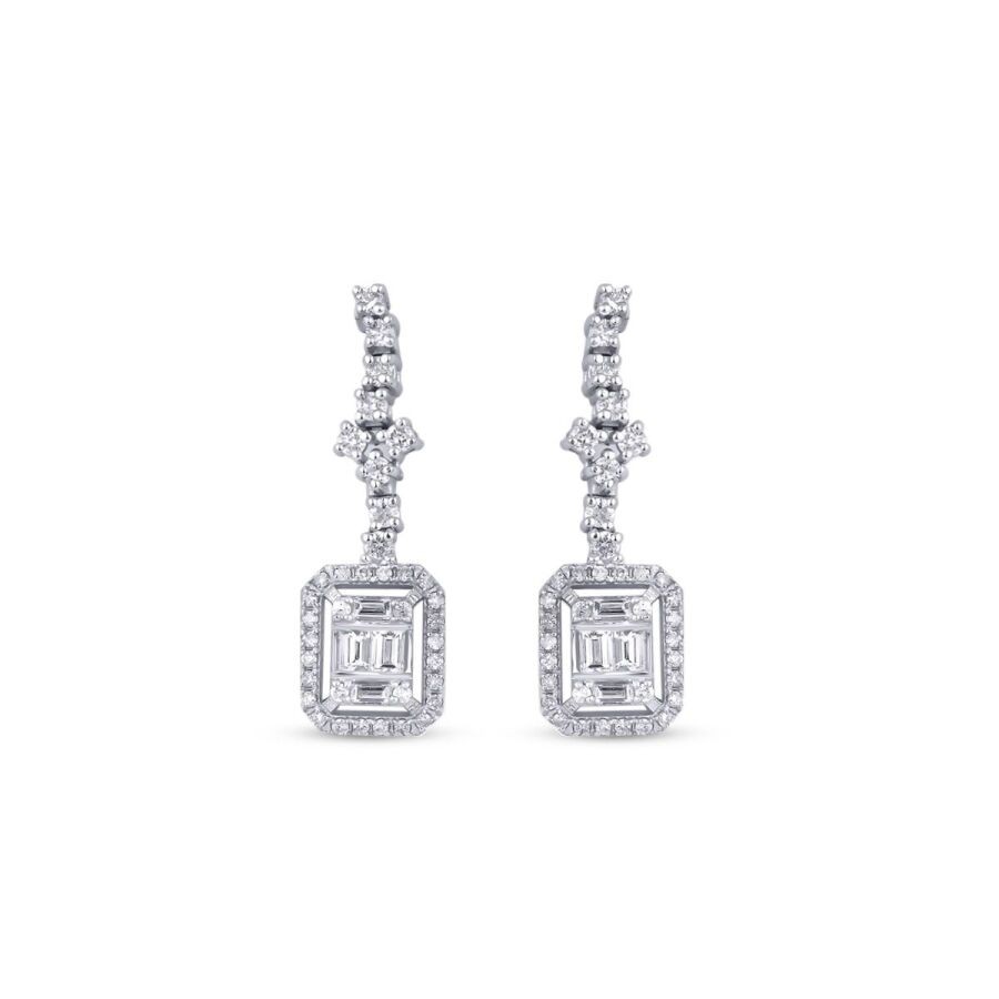 0.72 Carat Diamond Baguette Earrings