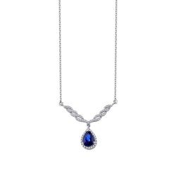 1,06 Karat Diamant Tropfen Saphir Halskette